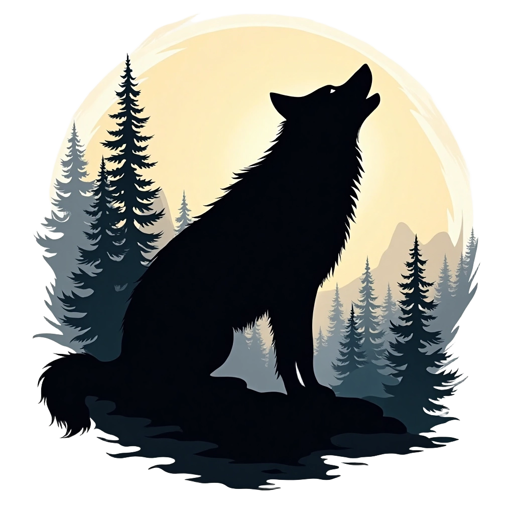 Wolf Howling at the Moon